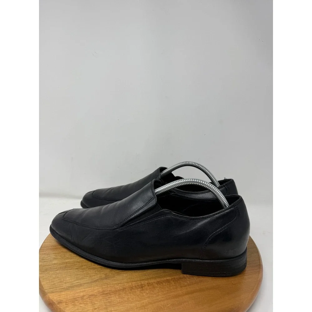 Cole‎ Haan Mens Black Leather Slip On Loafers Square Toe Dress Shoes C09852 9M